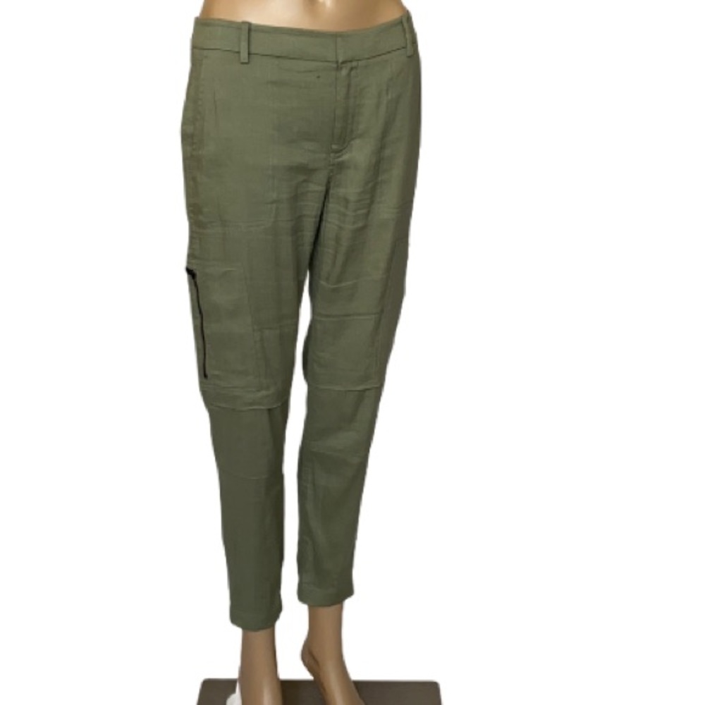 Vince linen tapered cargo pants light khaki green size 2